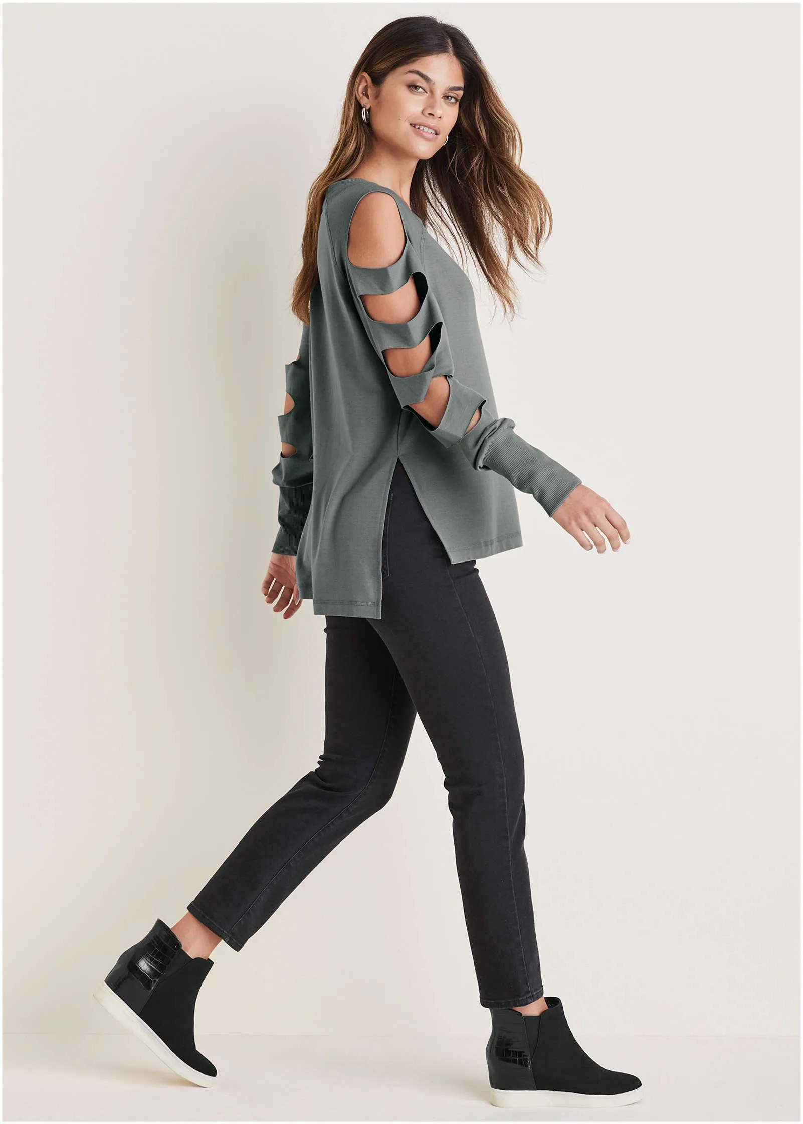 Cold-Shoulder Sweatshirt - Seafog sold by VENUS product image thumbnail 2