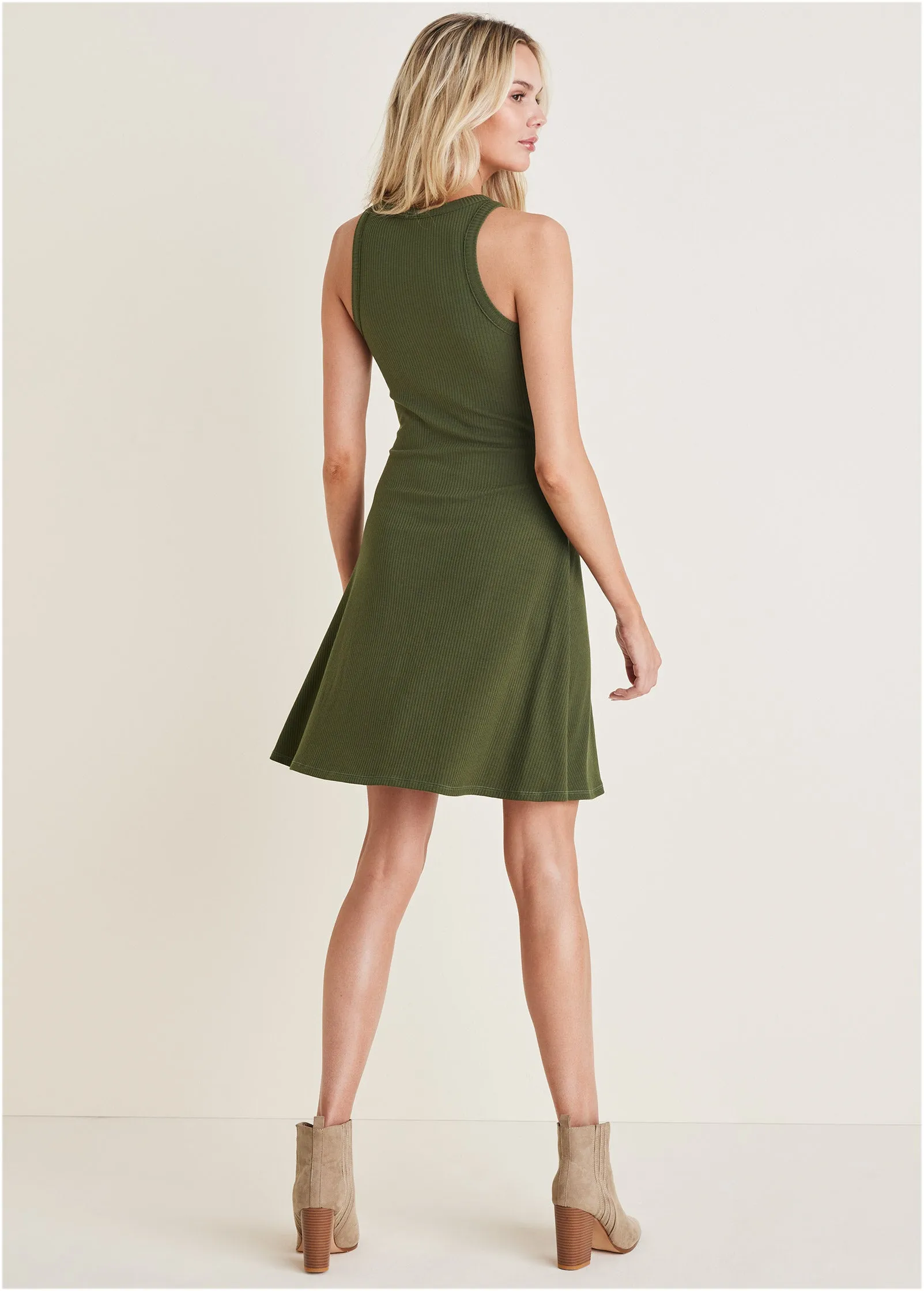 Ribbed fit and flare dress - Bronze Green sold by VENUS product image thumbnail 2
