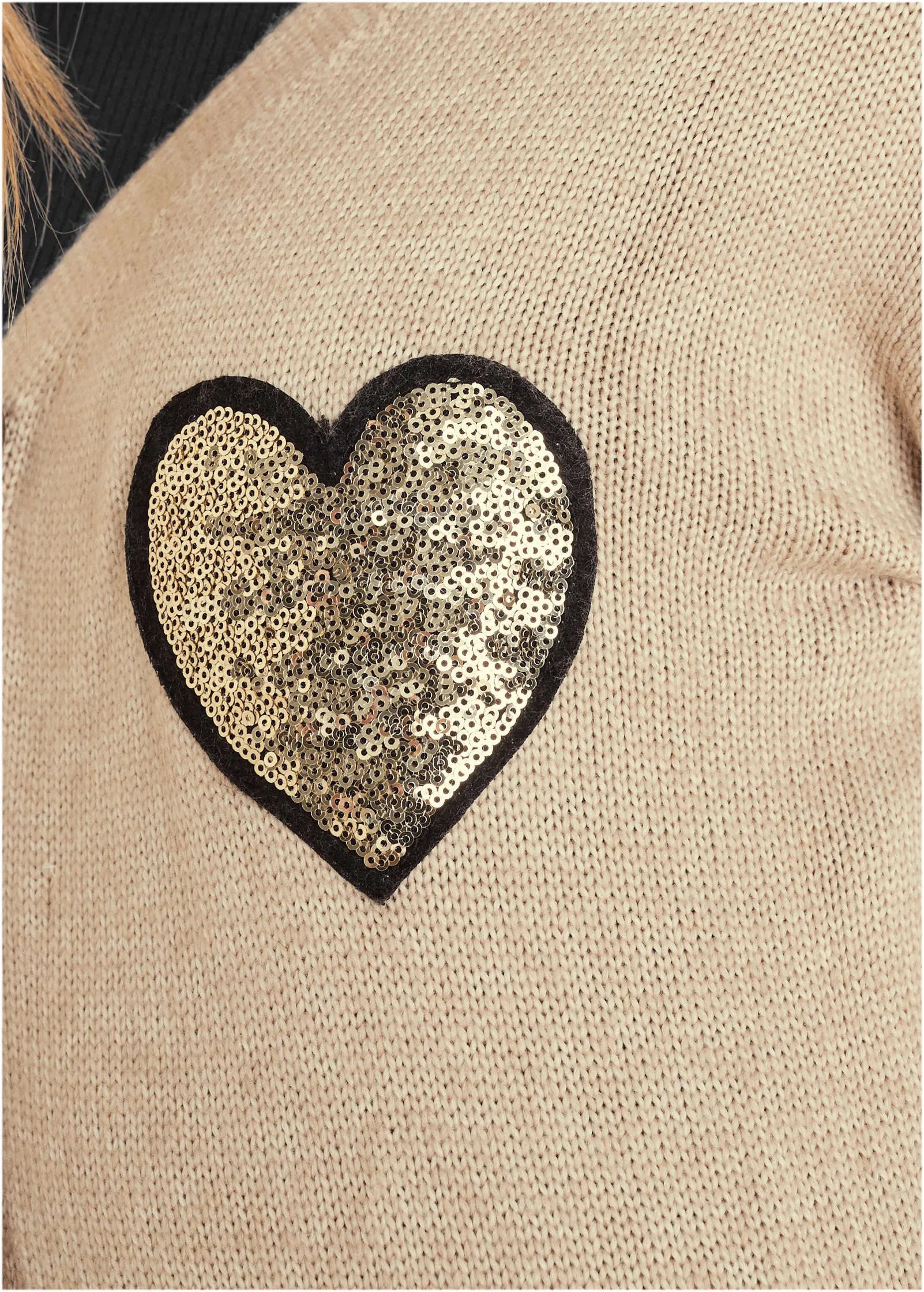 Sequin Heart Cardigan - Oatmeal Multi sold by VENUS product image thumbnail 3