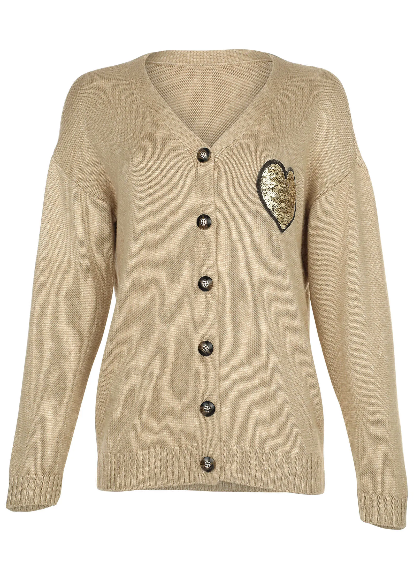 Sequin Heart Cardigan - Oatmeal Multi sold by VENUS product image thumbnail 4