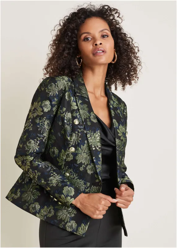 Jacquard Blazer - Navy Combo sold by VENUS