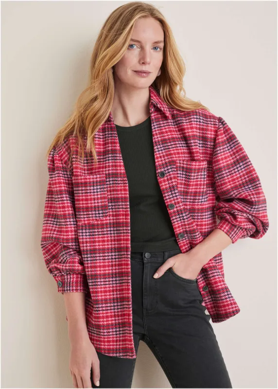 Plaid Shacket - Red Multi sold by VENUS