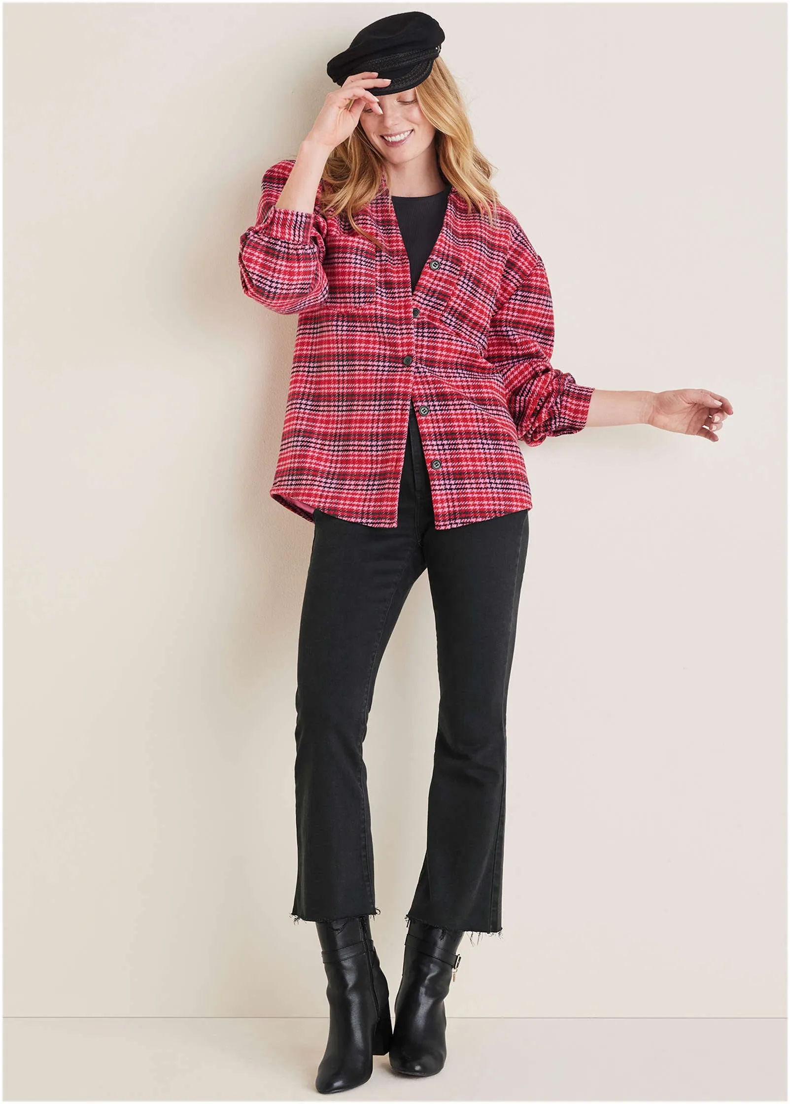 Plaid Shacket - Red Multi sold by VENUS product image thumbnail 4