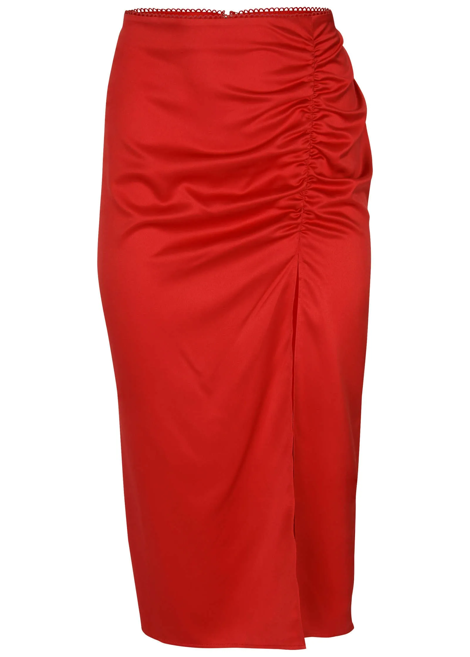 Ruched Detail Midi Skirt - Equestrian Red sold by VENUS product image thumbnail 3