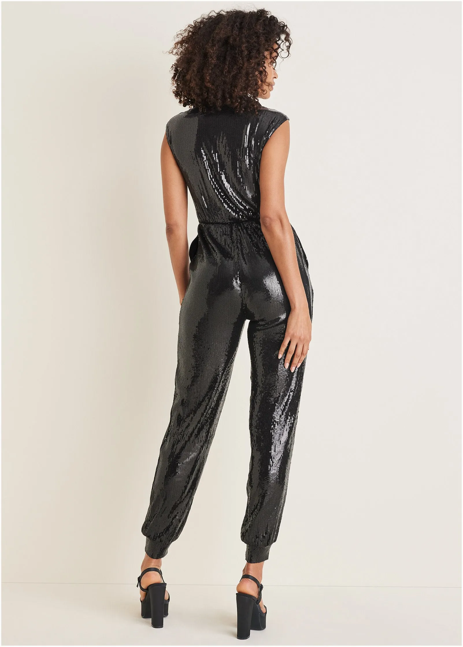 Sequin tuxedo jumpsuit - Black sold by VENUS product image thumbnail 2