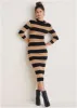 Stripe sweater midi dress - Black & Tan sold by VENUS