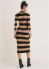 Stripe sweater midi dress - Black & Tan sold by VENUS