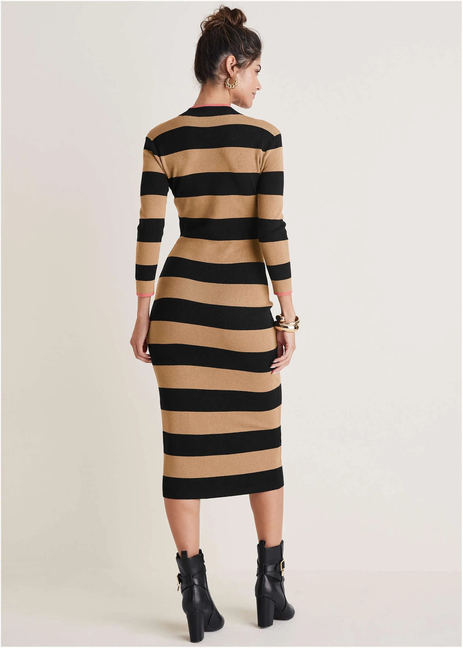 Stripe sweater midi dress - Black & Tan sold by VENUS product image thumbnail 2