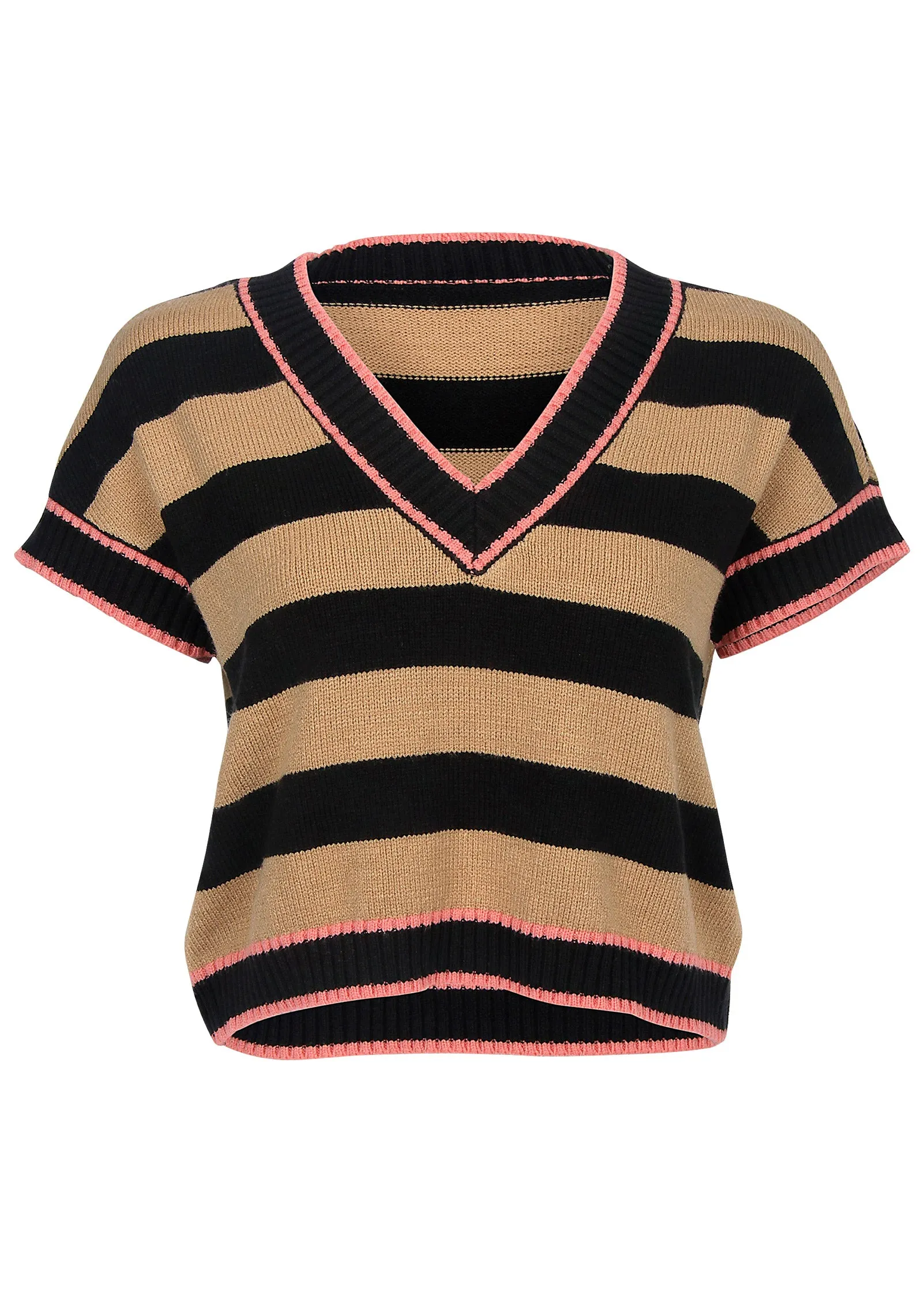 Stripe Sweater Vest - Black & Tan sold by VENUS product image thumbnail 3
