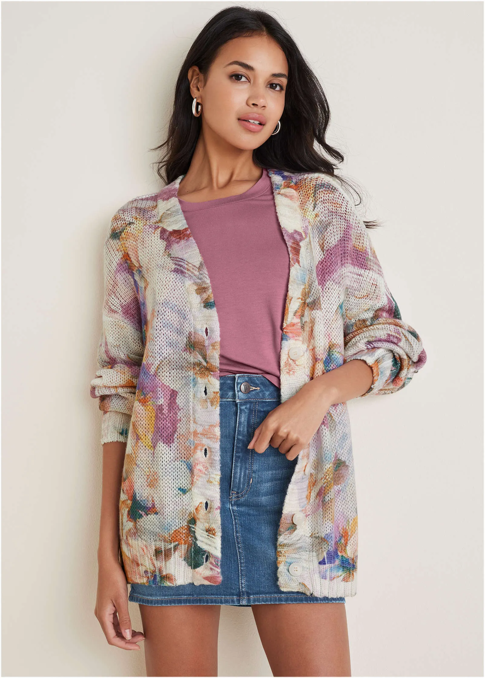 Light Weight Cardigan - Digital Wildflowers sold by VENUS
