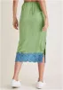 Lace Detail Midi Skirt - Basil sold by VENUS