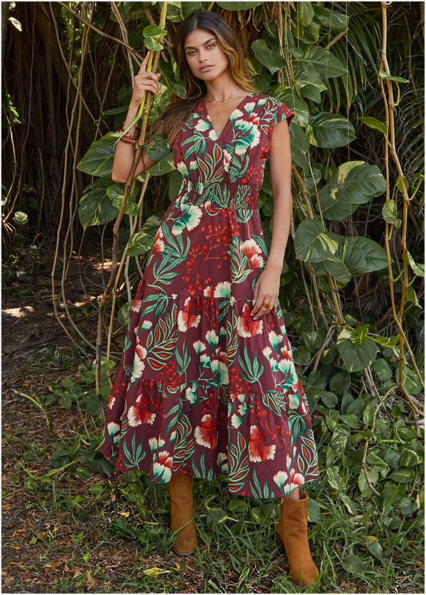 Smocked Waist Maxi Dress - Lake Botanical sold by VENUS
