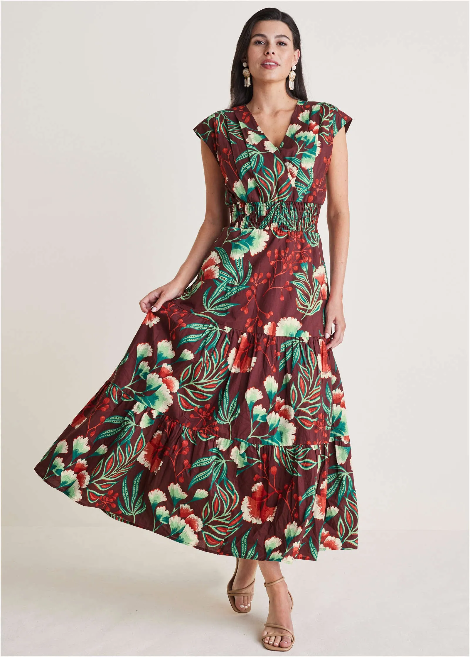 Smocked Waist Maxi Dress - Lake Botanical sold by VENUS product image thumbnail 4