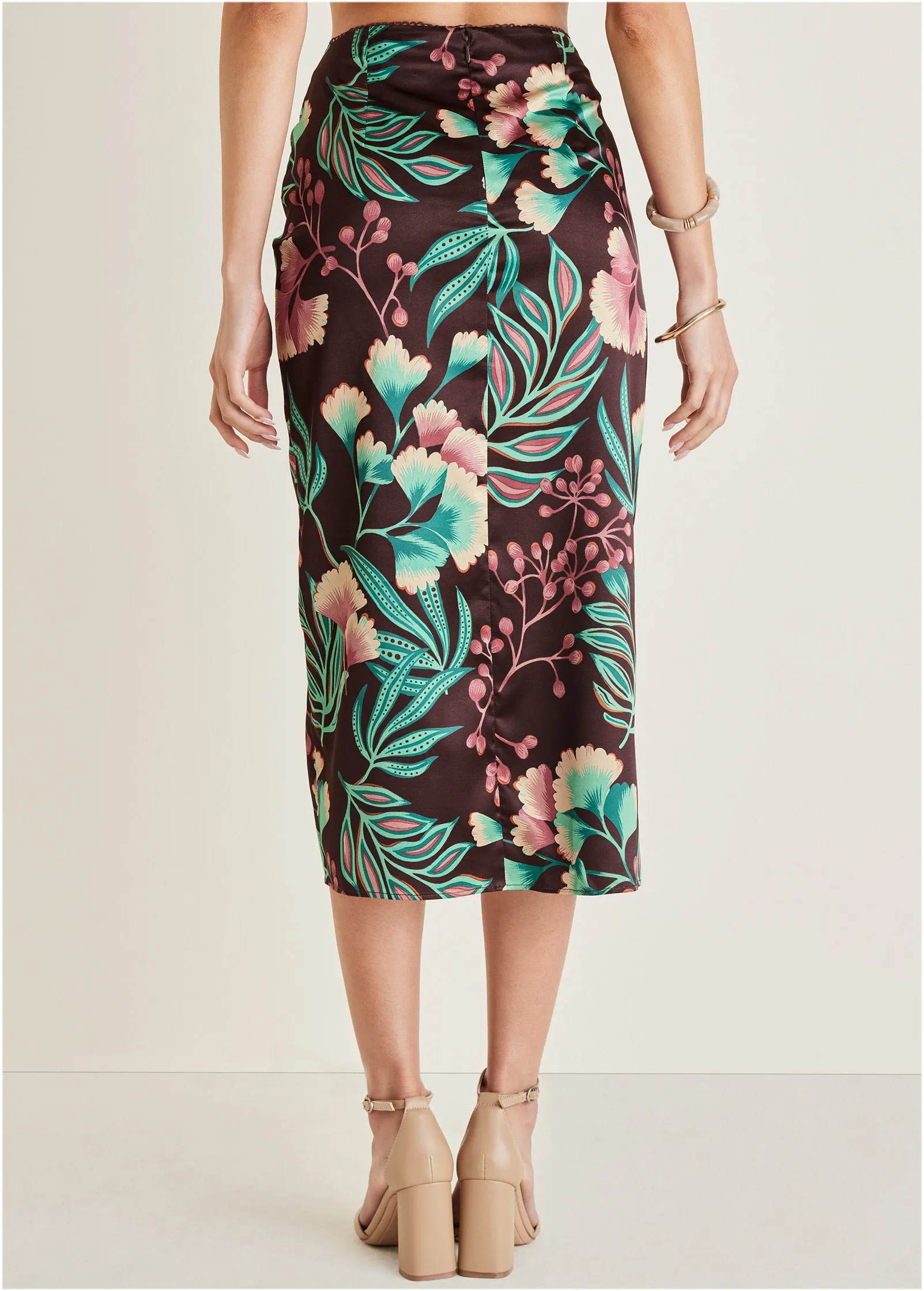 Ruched Detail Midi Skirt - Lake Botanical sold by VENUS product image thumbnail 2