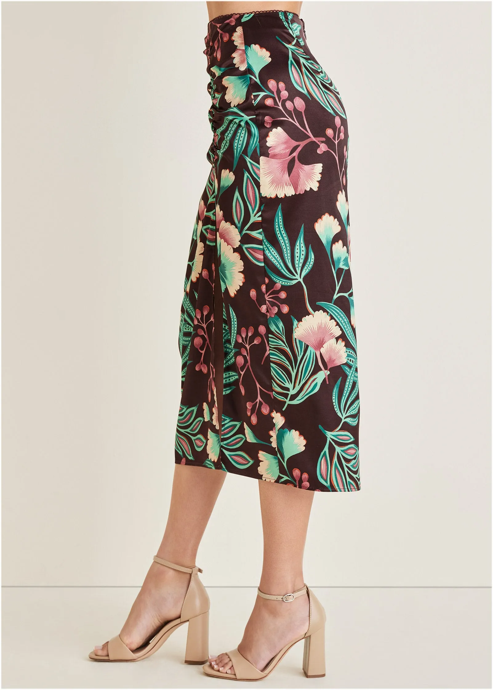 Ruched Detail Midi Skirt - Lake Botanical sold by VENUS product image thumbnail 3