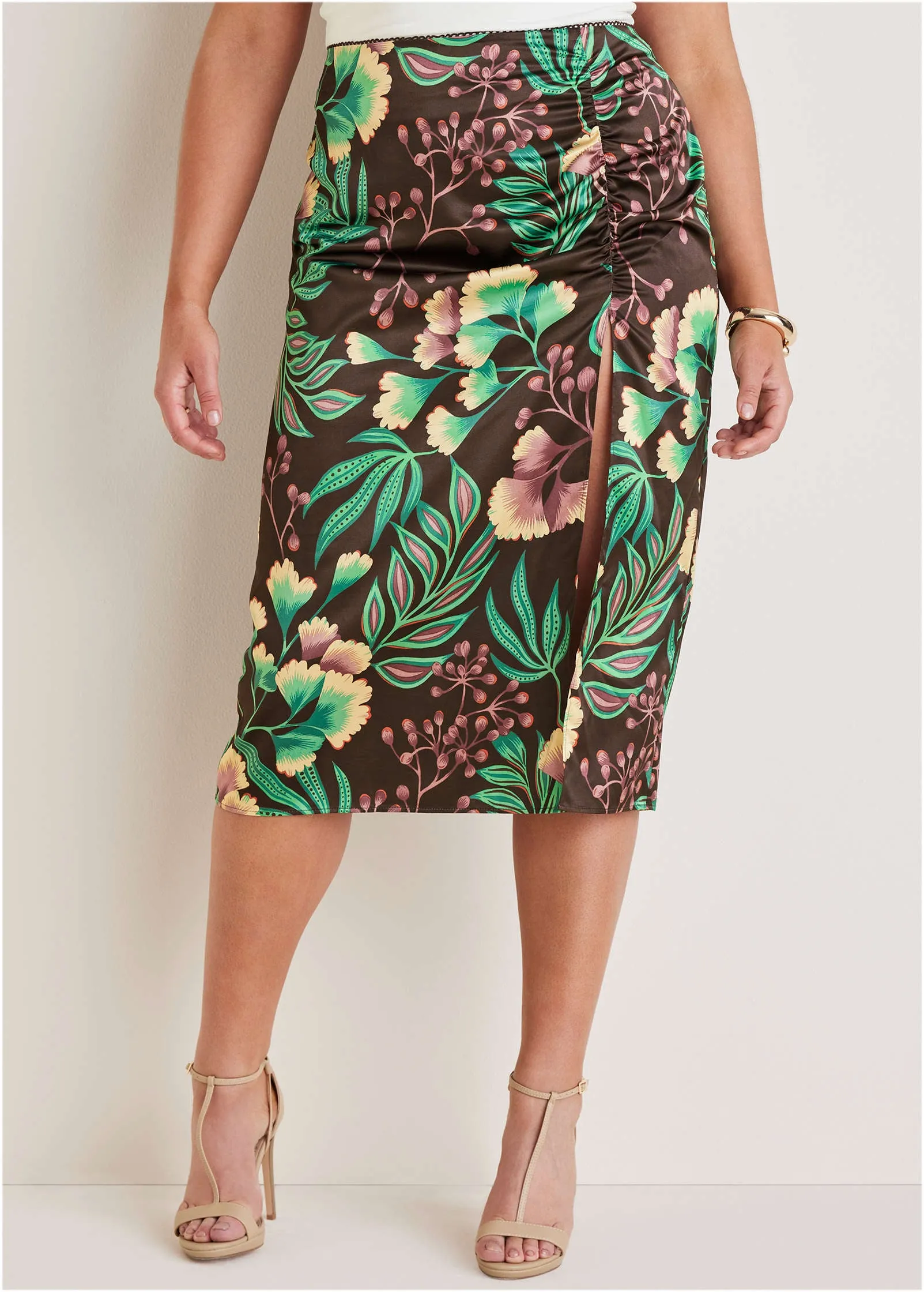 Ruched Detail Midi Skirt - Lake Botanical sold by VENUS product image thumbnail 5