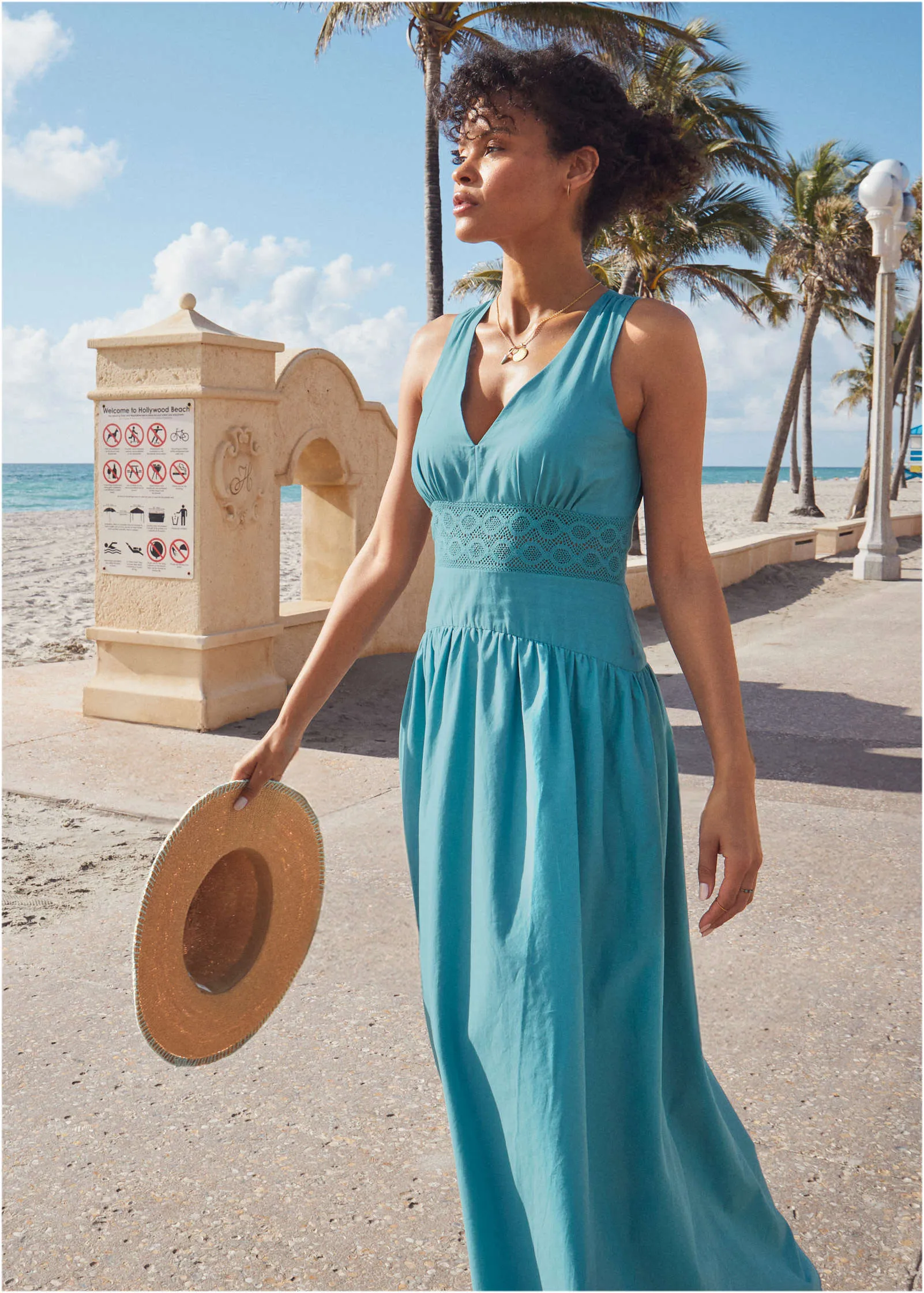 Lace Detail Drop Waist Maxi - Blue sold by VENUS