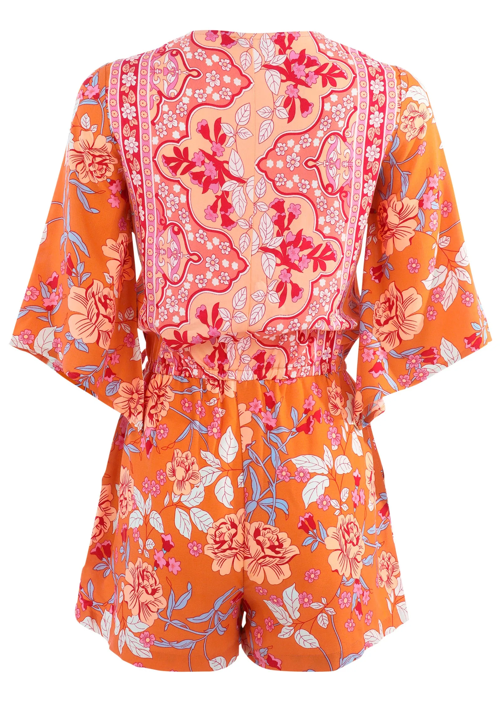 3/4 Sleeve Printed Romper - Orange Multi sold by VENUS product image thumbnail 4