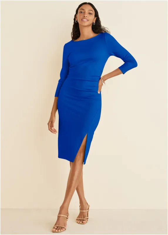 Ponte Ruched Dress - Blue sold by VENUS