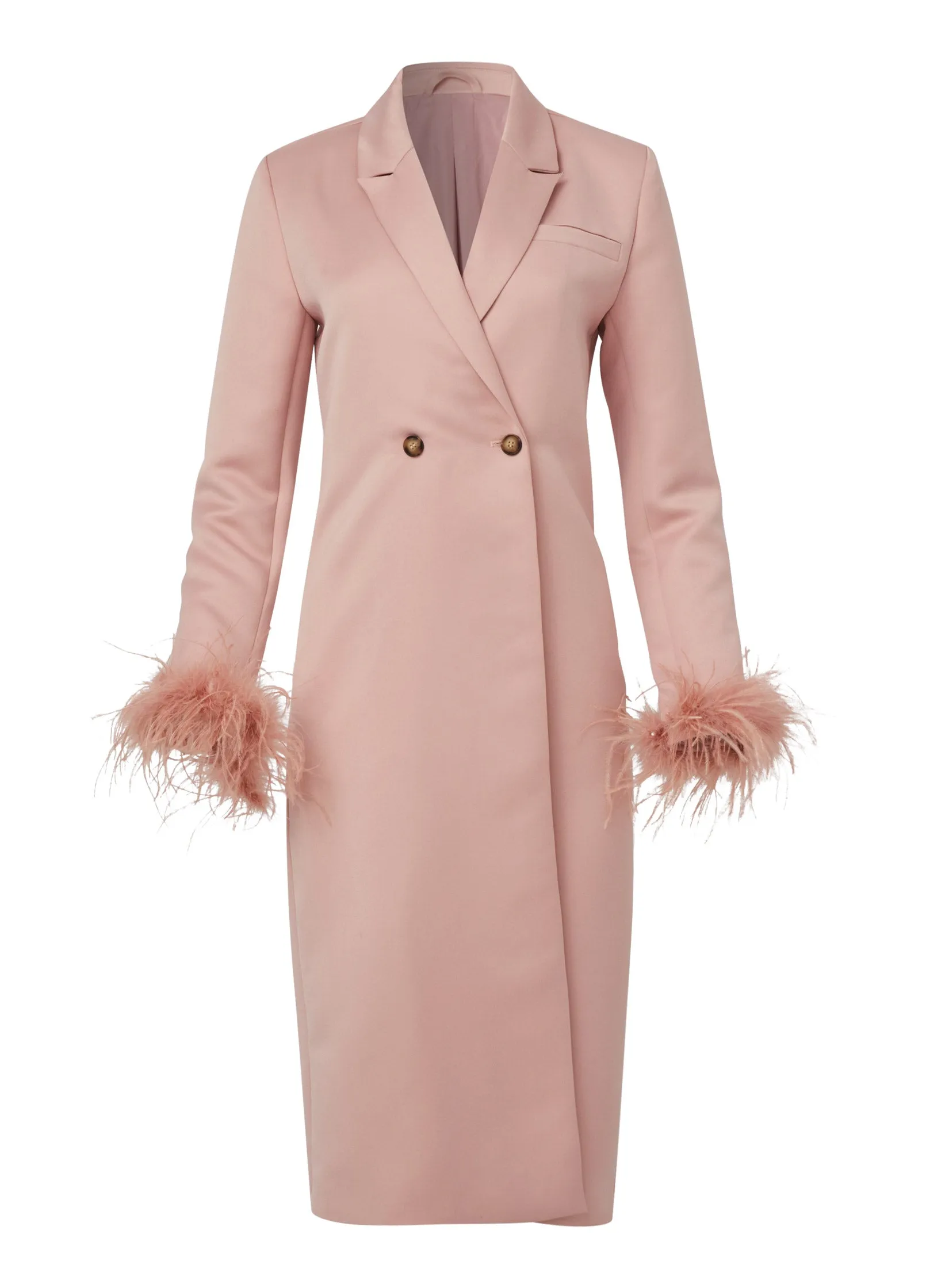 Feather Cuff Tuxedo Coat - Peach sold by VENUS product image thumbnail 3