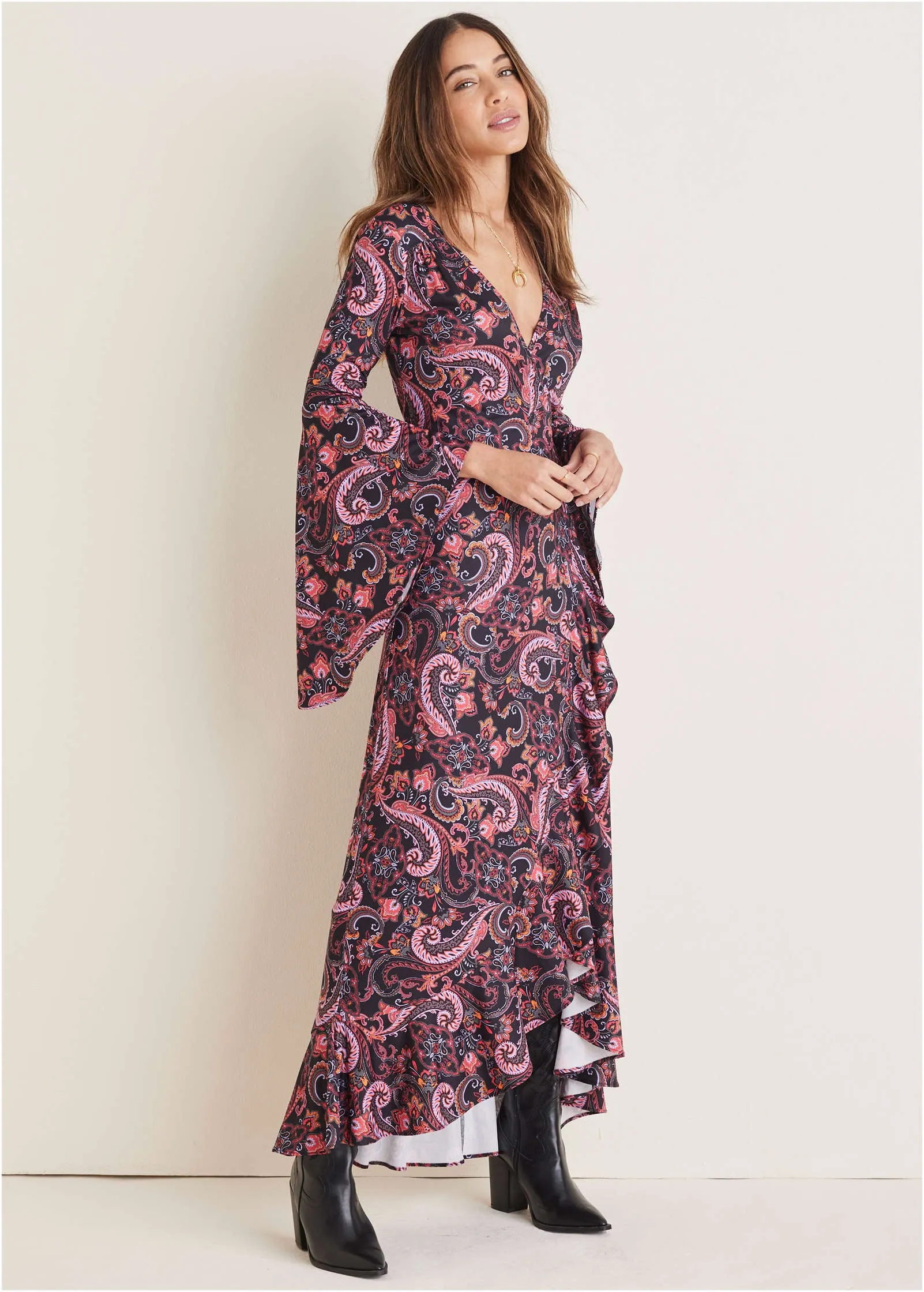 Paisley Wrap Maxi Dress - Multi-Paisley sold by VENUS product image thumbnail 3
