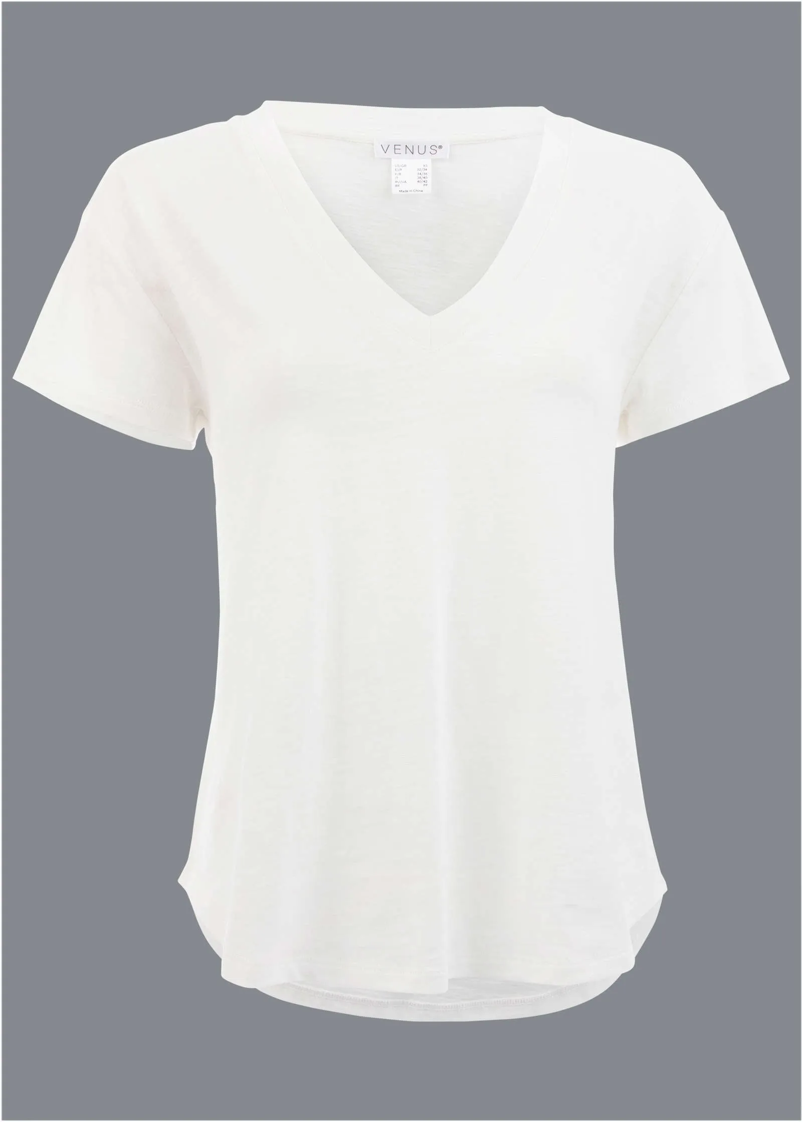 Cotton Slub V-Neck Tee - Off White sold by VENUS product image thumbnail 2
