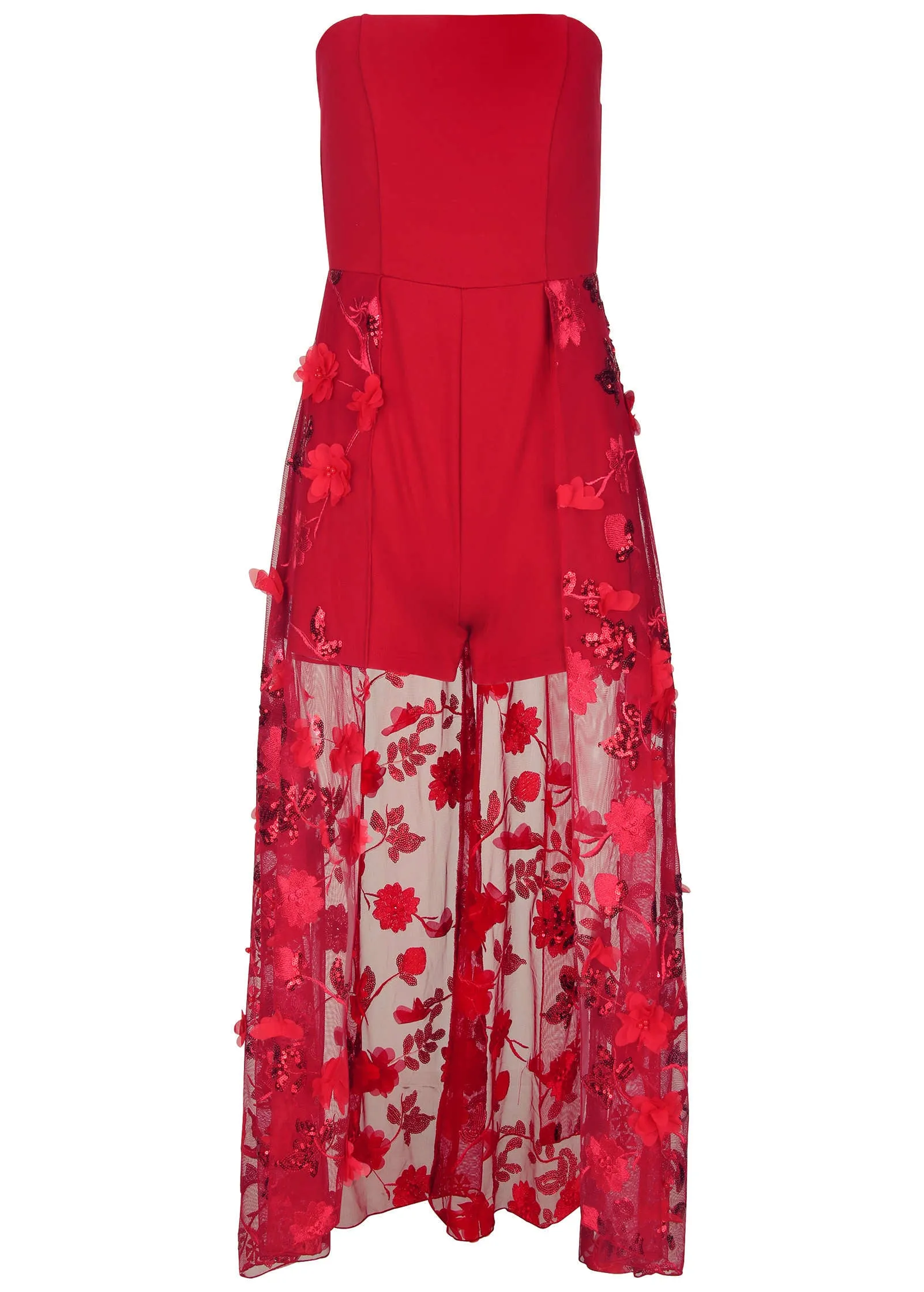 Sequin Applique Overlay Romper - Equestrian Red sold by VENUS product image thumbnail 4