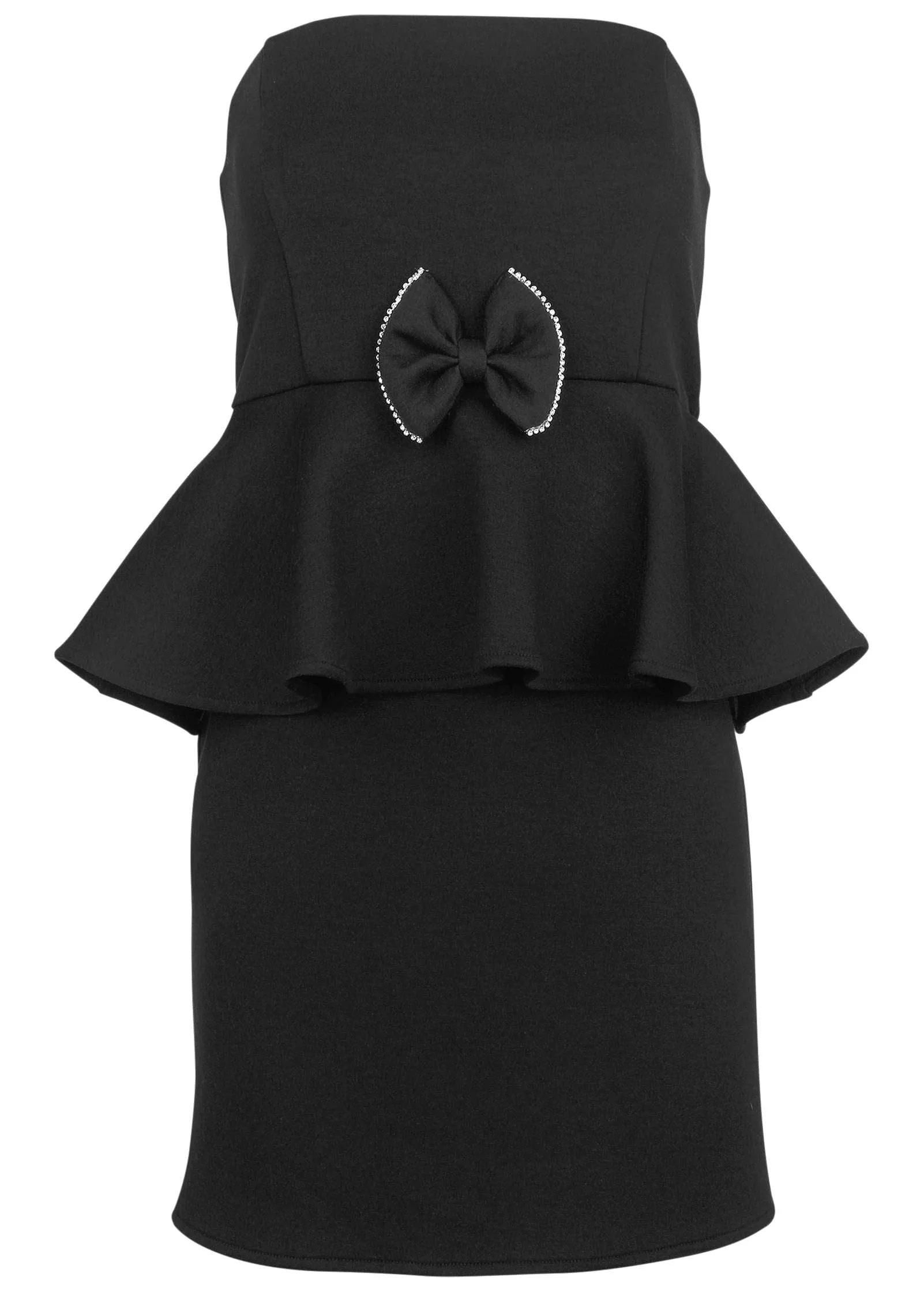 Rhinestone Bow Detail Mini Dress - Black sold by VENUS product image thumbnail 3