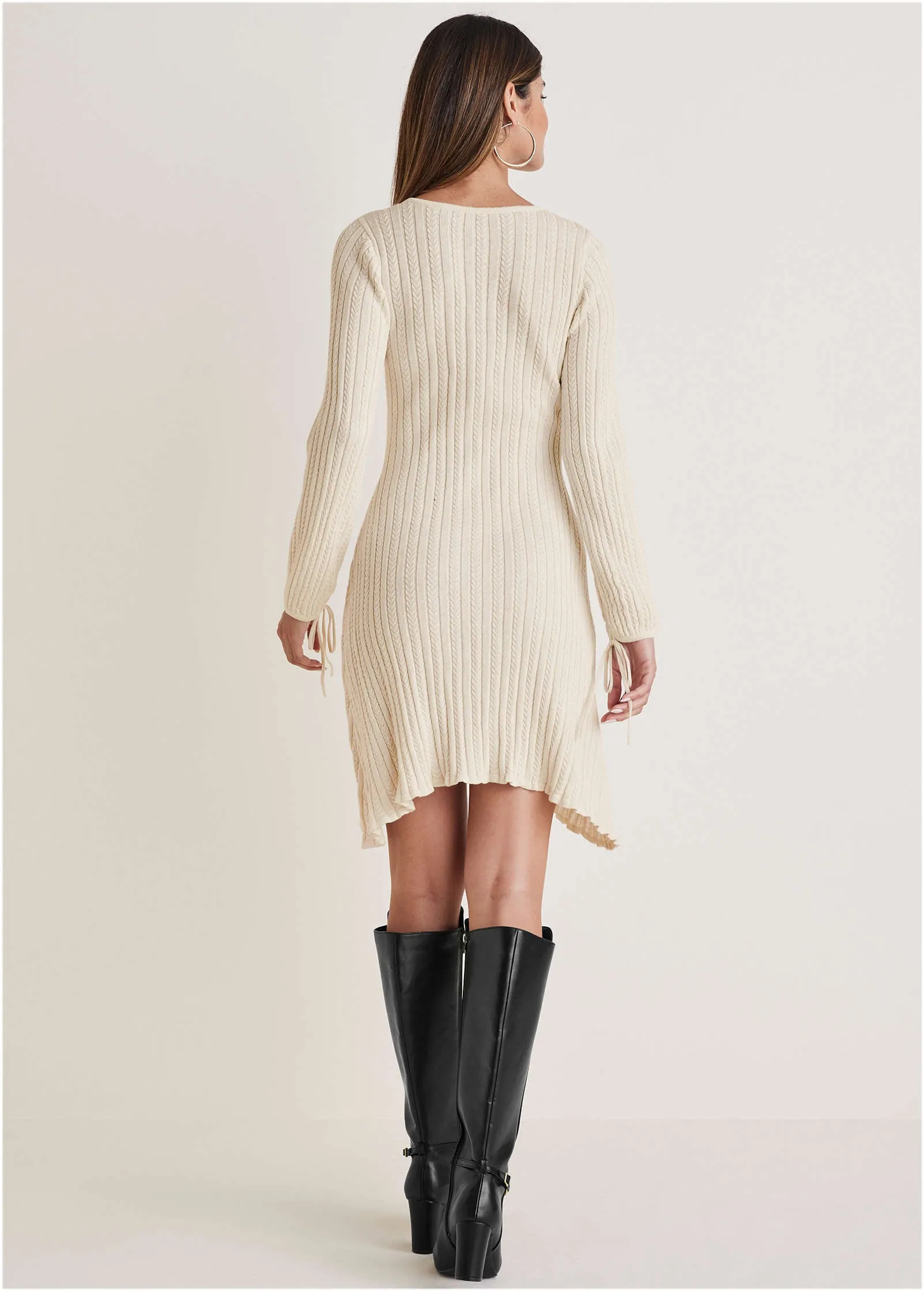 Tie Detail Sweater Mini Dress - Off White sold by VENUS product image thumbnail 2
