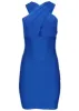 Cross Neck Bandage Mini Dress - Blue sold by VENUS
