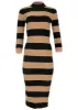 Stripe Midi Sweater Dress - Black & Tan sold by VENUS