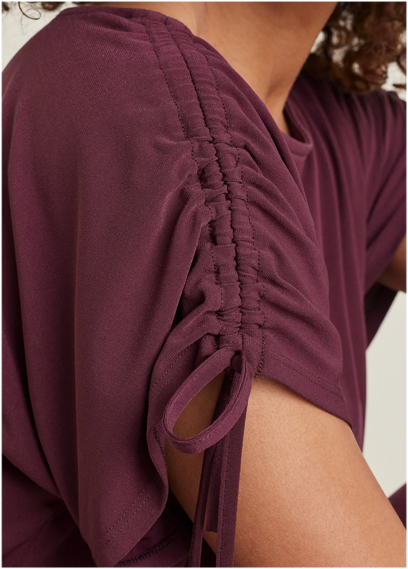 Shoulder Detail Wide Leg Jumpsuit - Wine sold by VENUS product image thumbnail 3
