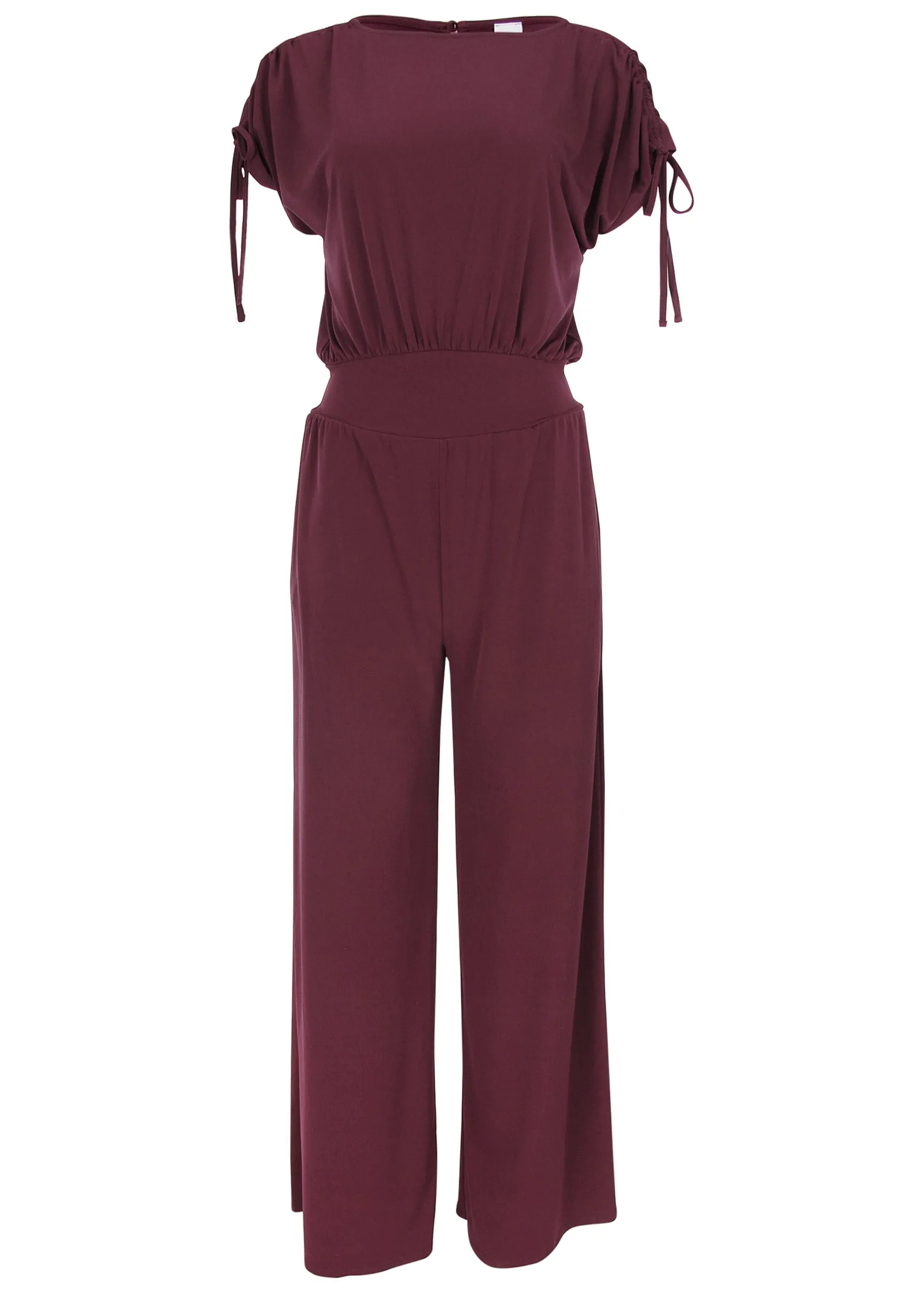 Shoulder Detail Wide Leg Jumpsuit - Wine sold by VENUS product image thumbnail 4