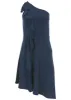 One-Shoulder Ruffle Detail Dress - Navy sold by VENUS