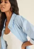 Embellished Collared Shirt - Blue Whisper Stripe sold by VENUS