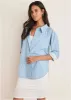 Embellished Collared Shirt - Blue Whisper Stripe sold by VENUS