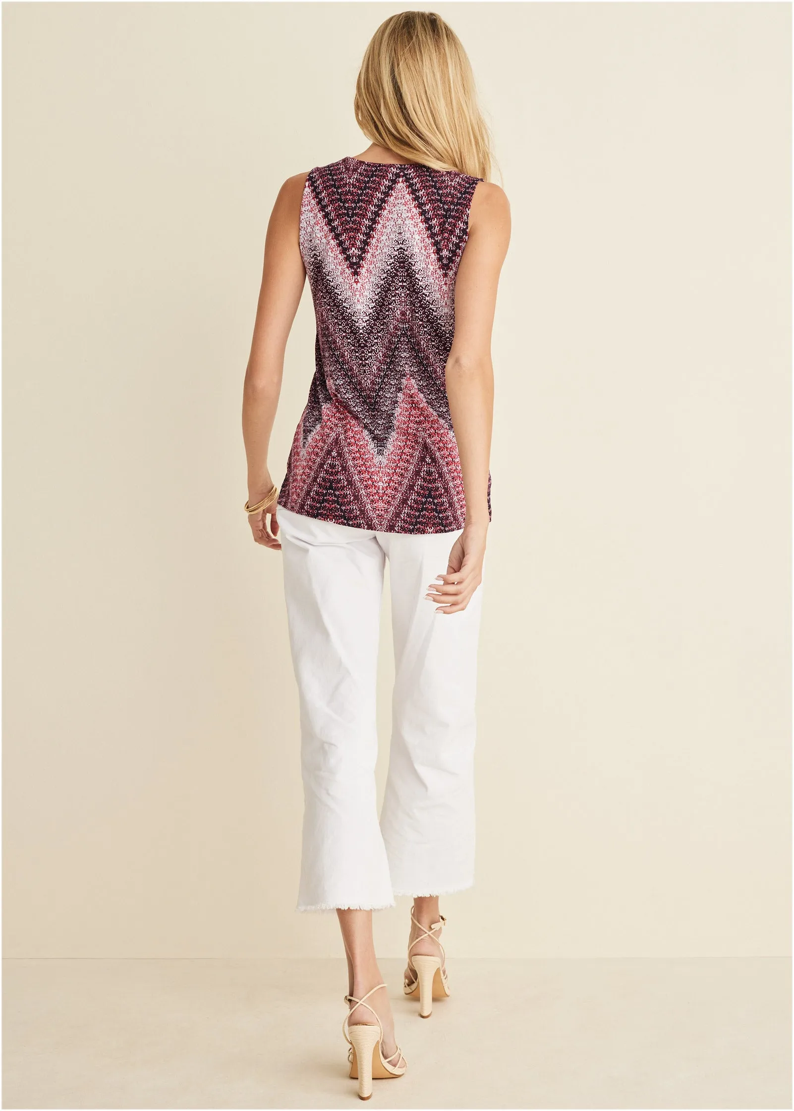 V-Neck Sleeveless Top - Burgundy Multi sold by VENUS product image thumbnail 2