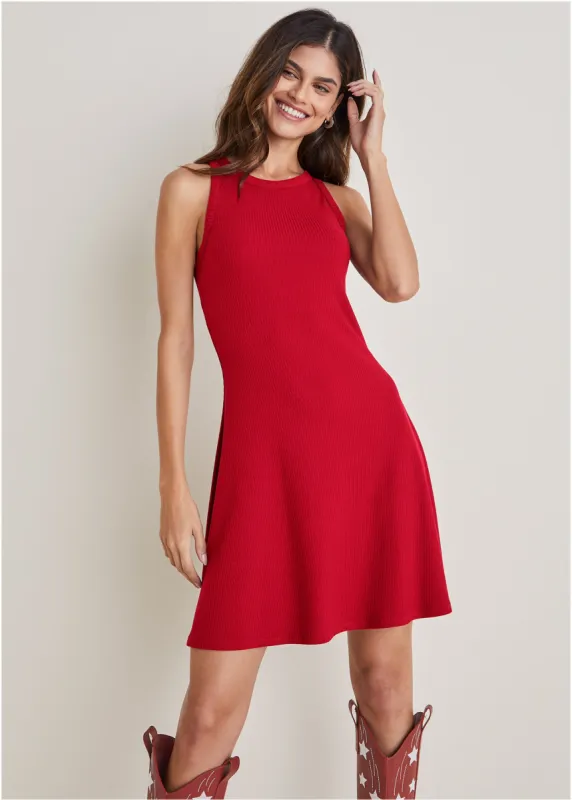 Flexrib Fit And Flare Dress - Red sold by VENUS