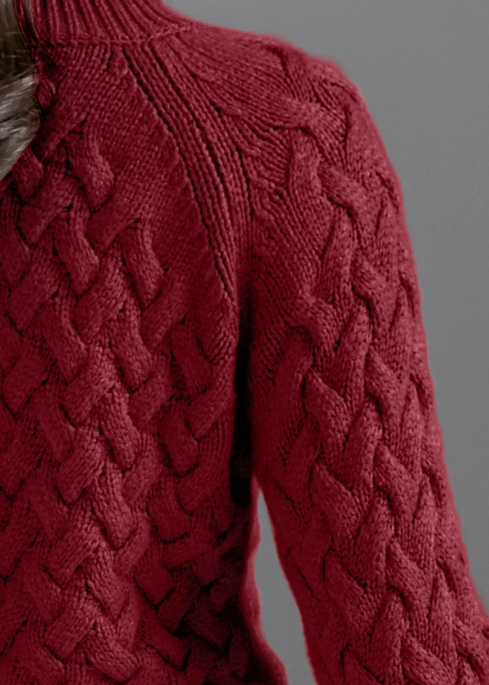 Cable Knit Turtleneck Sweater - Red sold by VENUS product image thumbnail 5