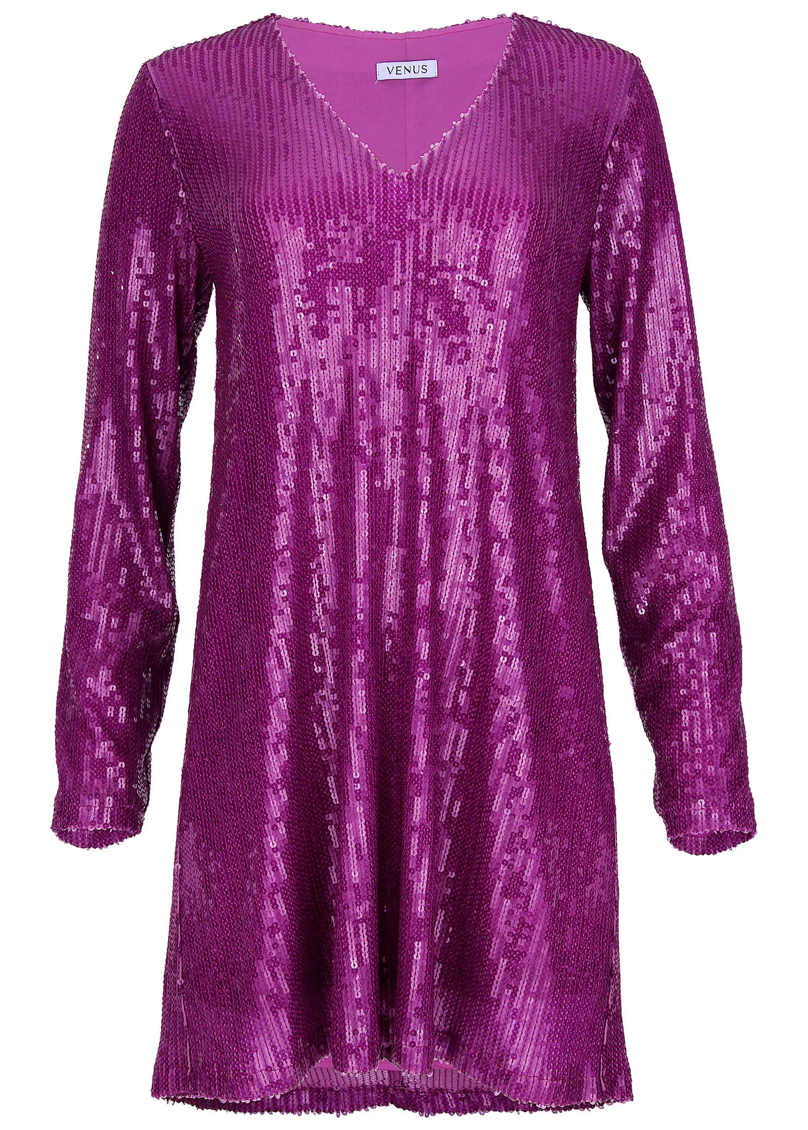 Sequin Long-Sleeve Mini Dress - Cattleya Orchid sold by VENUS product image thumbnail 3