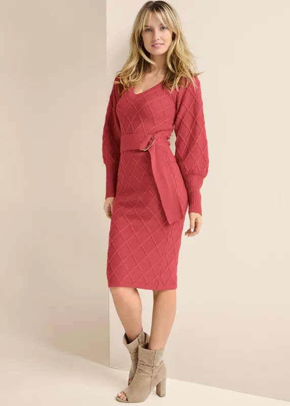 Belted Midi Sweater Dress  - Baked Apple sold by VENUS