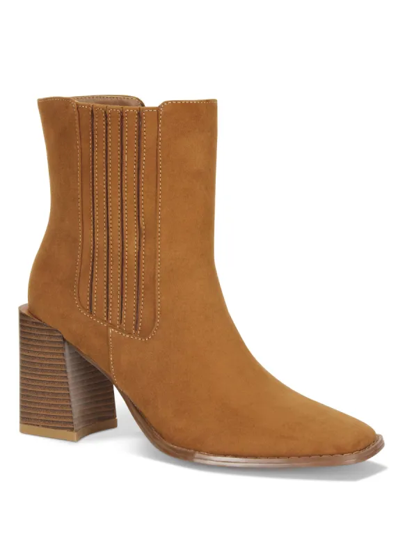 Square Toe Booties - Cognac sold by VENUS