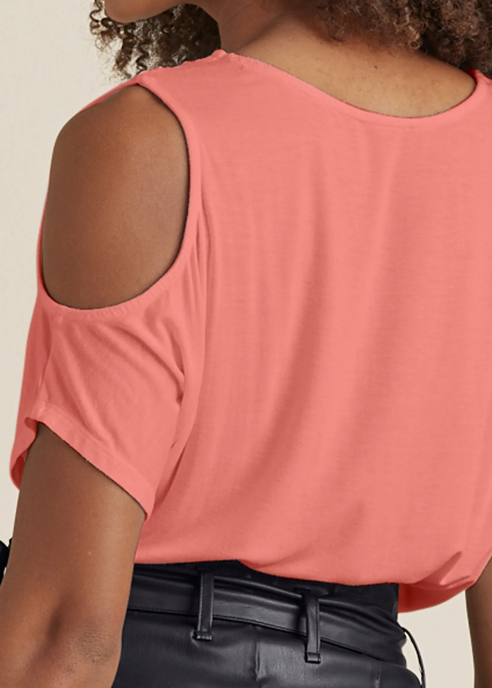 Cold-Shoulder V-Neck Top - Burnt Coral sold by VENUS product image thumbnail 4
