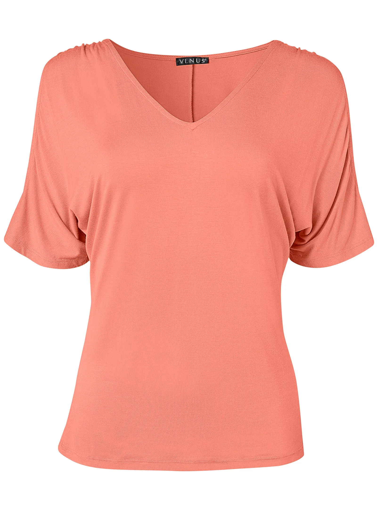 Cold-Shoulder V-Neck Top - Burnt Coral sold by VENUS product image thumbnail 5