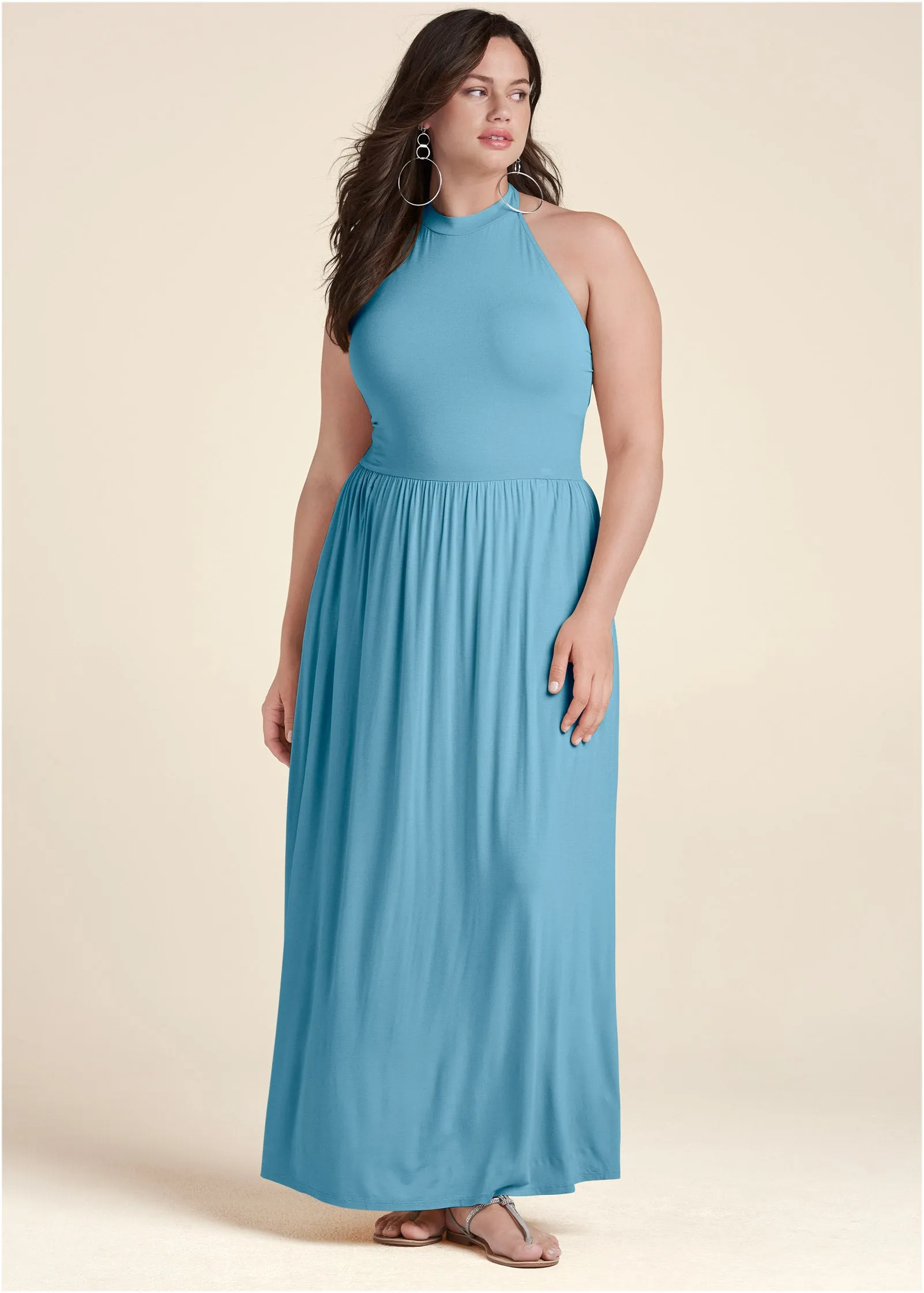 High Neck Maxi Dress - Blue sold by VENUS product image thumbnail 5