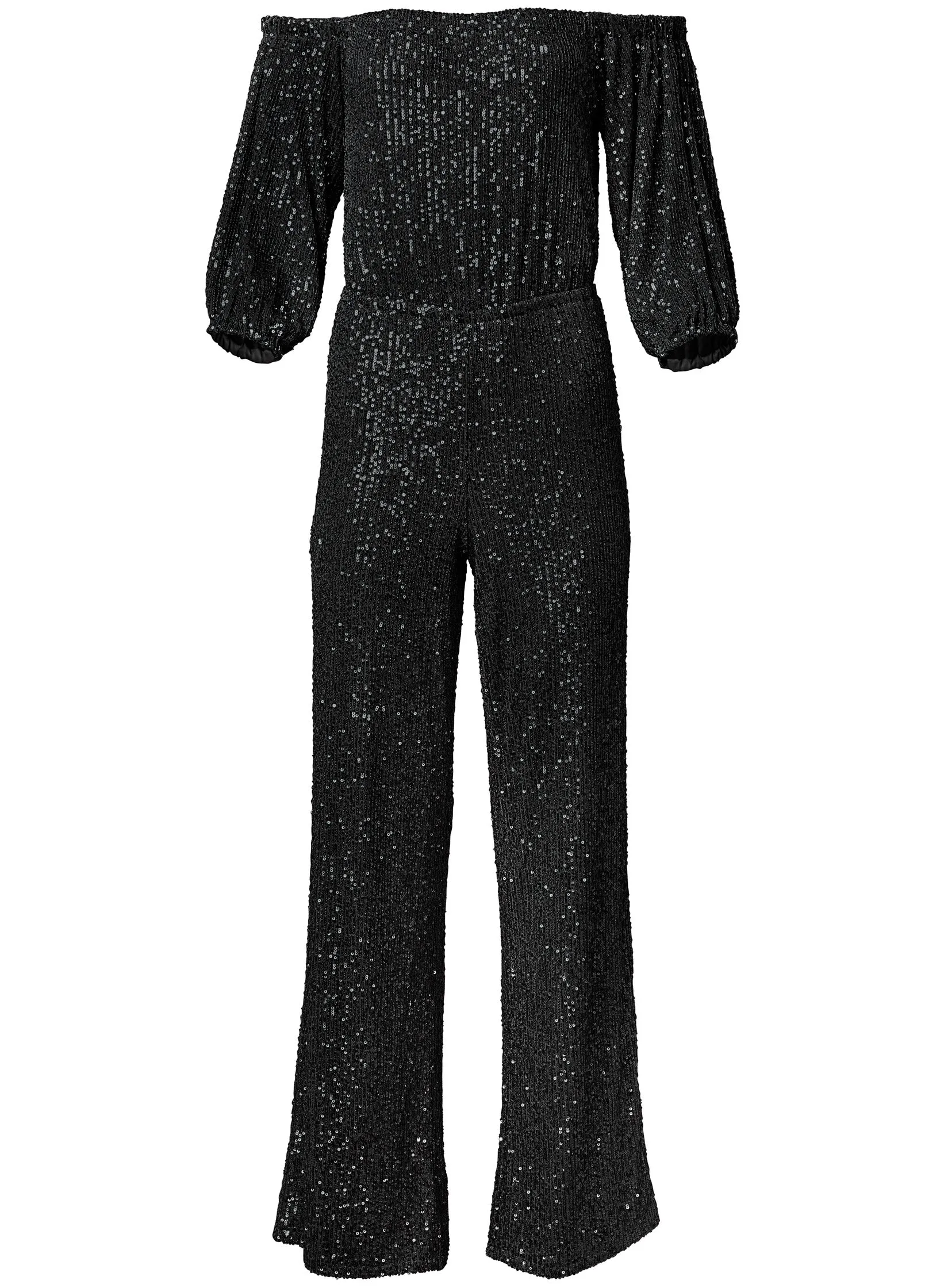 Off-Shoulder Sequin Jumpsuit - Black sold by VENUS product image thumbnail 5