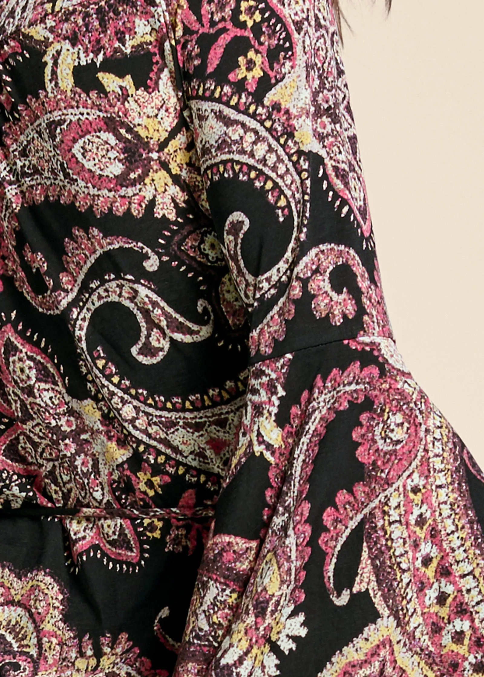 Paisley Wrap Maxi Dress - Black Multi sold by VENUS product image thumbnail 4