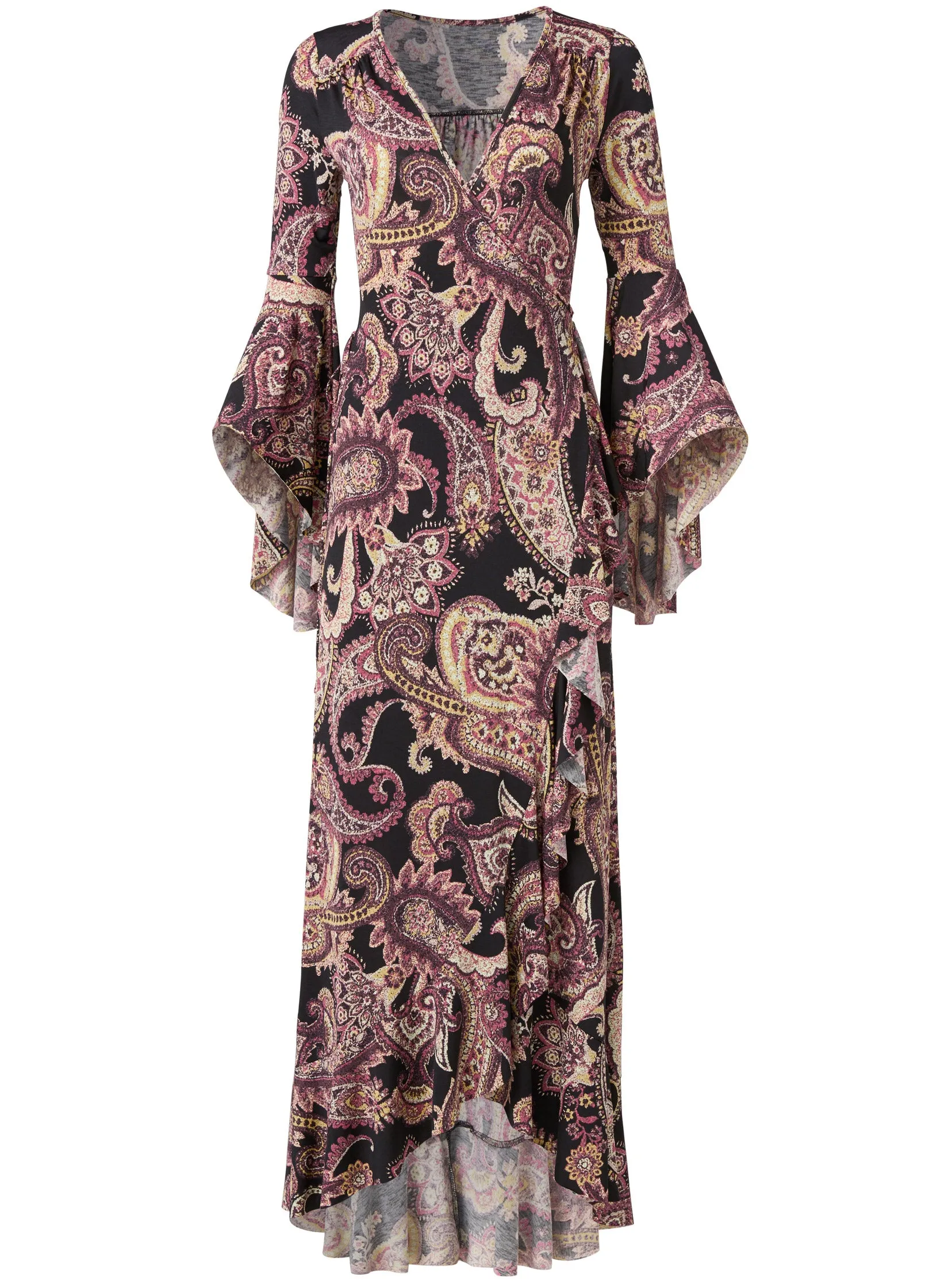 Paisley Wrap Maxi Dress - Black Multi sold by VENUS product image thumbnail 5