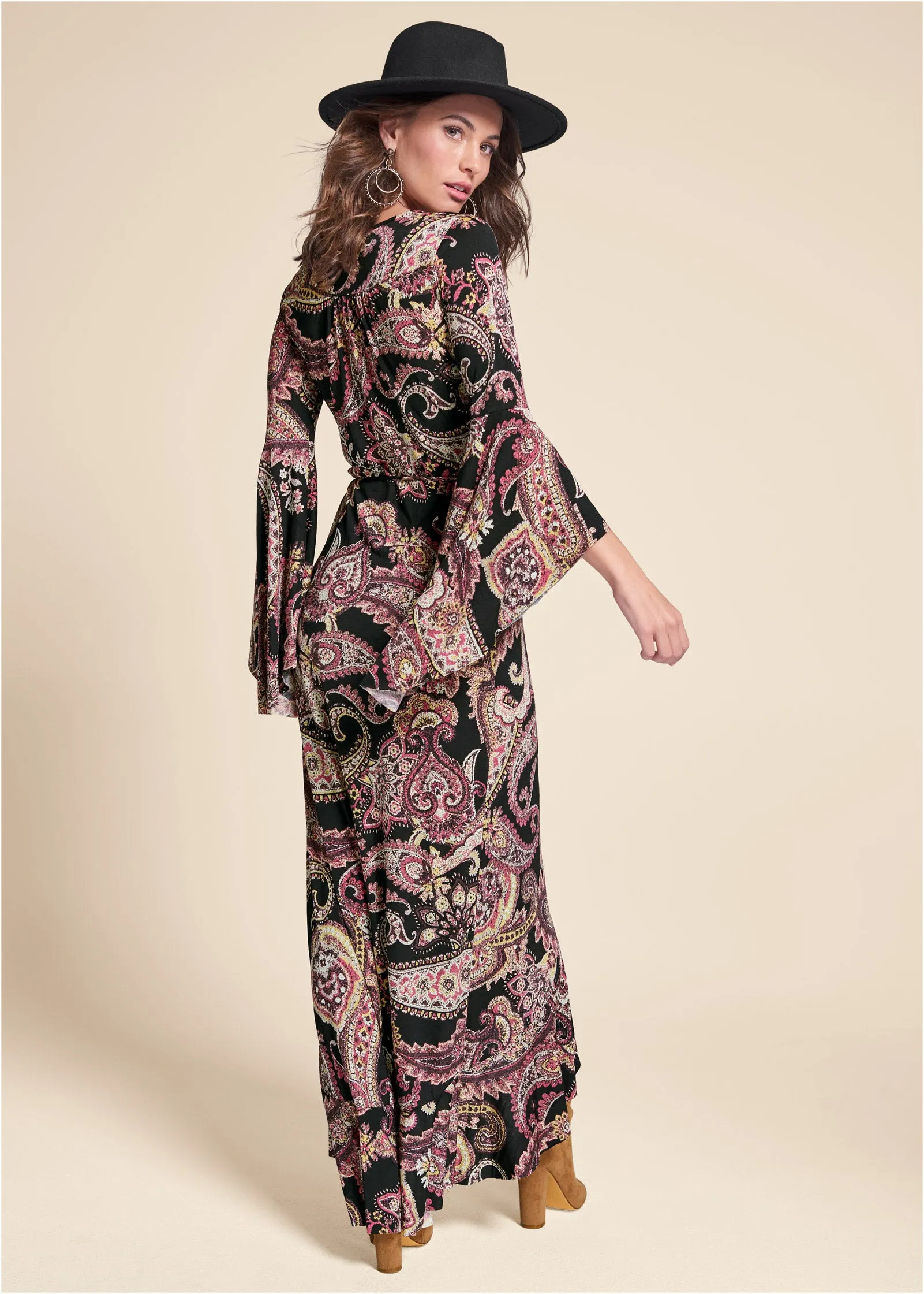 Paisley Wrap Maxi Dress - Black Multi sold by VENUS product image thumbnail 2