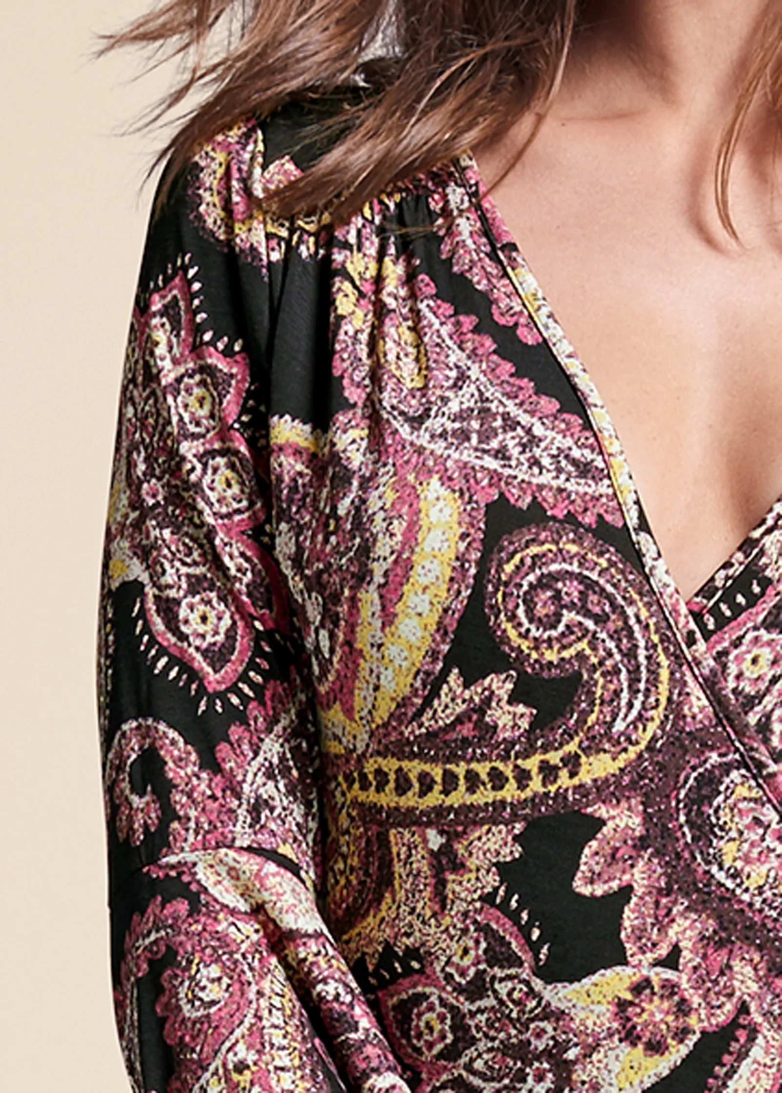 Paisley Wrap Maxi Dress - Black Multi sold by VENUS product image thumbnail 3